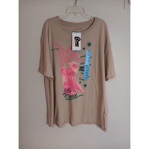 New David Bowie Licensed Band Tee Shirt Lets Dance Sz Large Tan / Pink